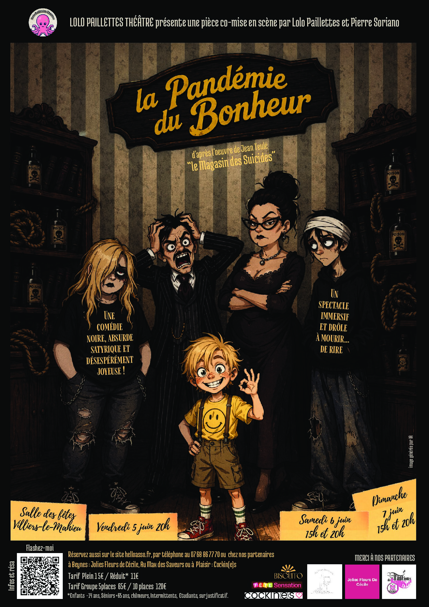 Spectacle la Pandémie Du Bonheur du 5 au 7 juin / Villiers le Mahieu